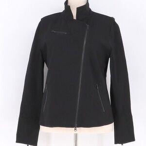 Eileen Fisher Black Asymmetrical Zipper Moto Jacket